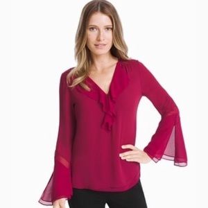 WhiteHouse blackmarket Ruffle Blouse- Red Plum